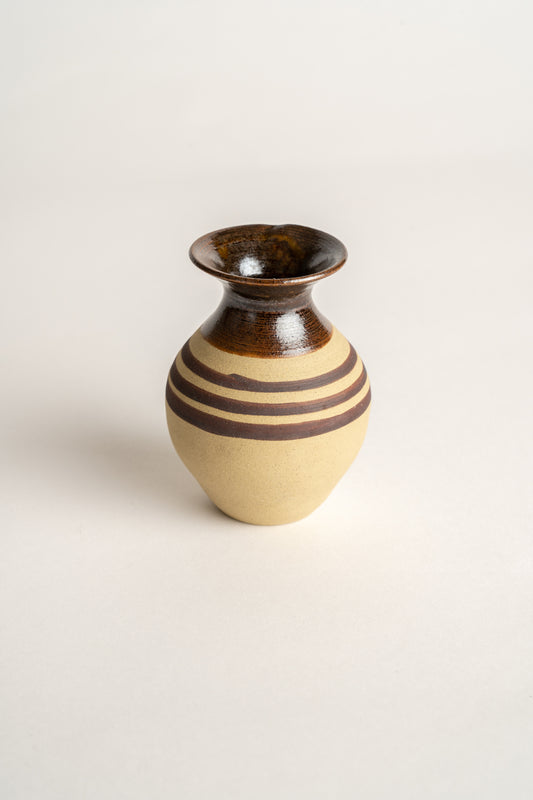 Studio Pottery Bud Vase With Banded Decoration