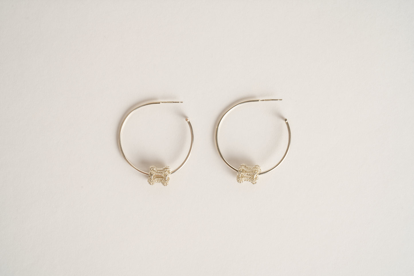 Ruth Leslie Recycled Sterling Silver Large Fidget Hoop Earrings
