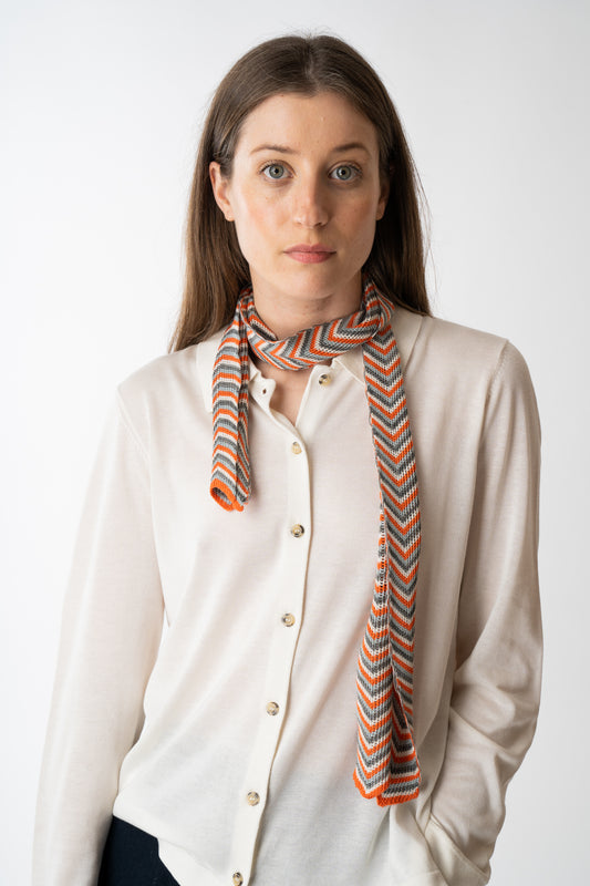 Mussi Knitted Silk Chevron Necktie Large