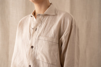 Loual Irish Linen Shirt Straw collar