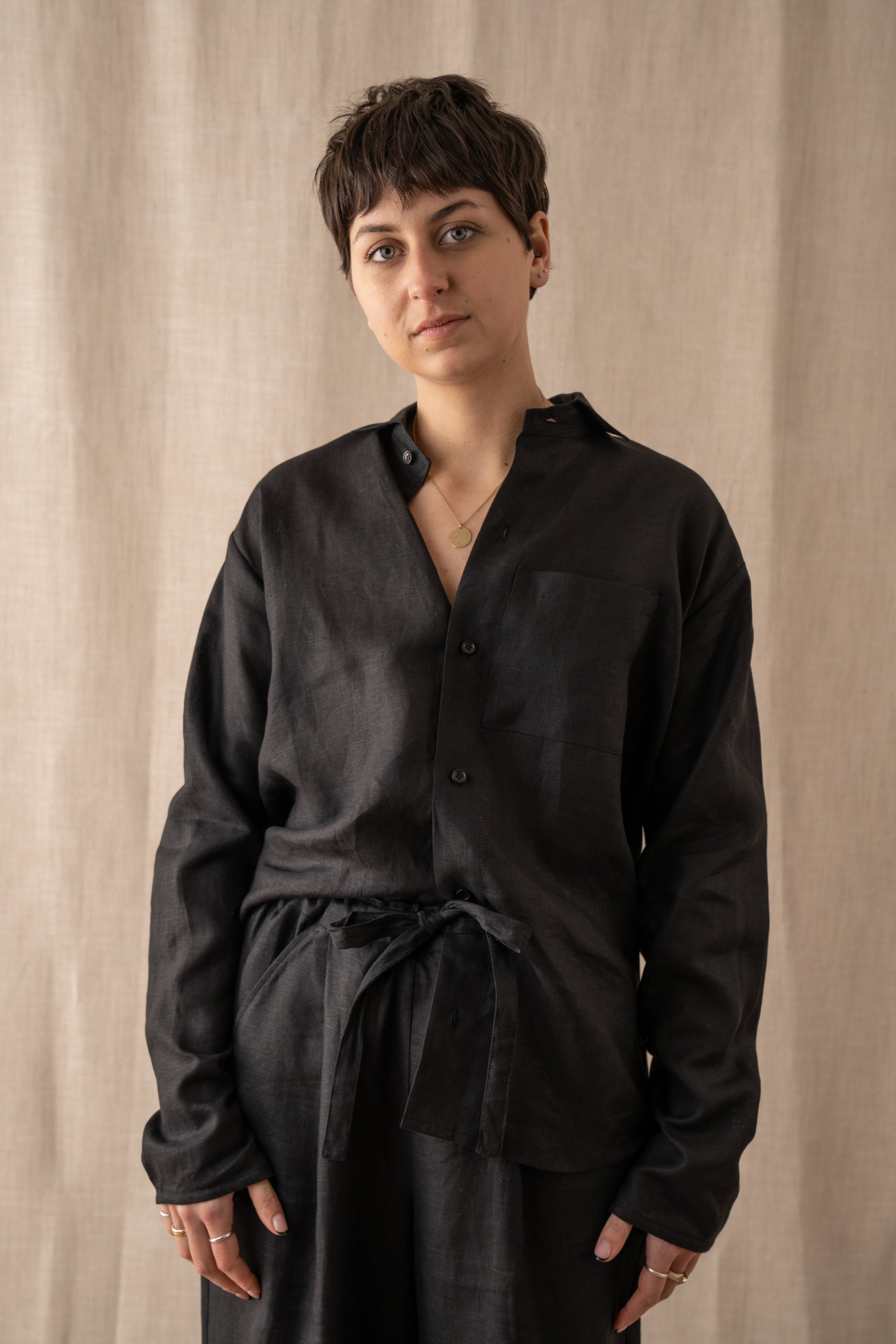 Loual Irish Linen Shirt Black