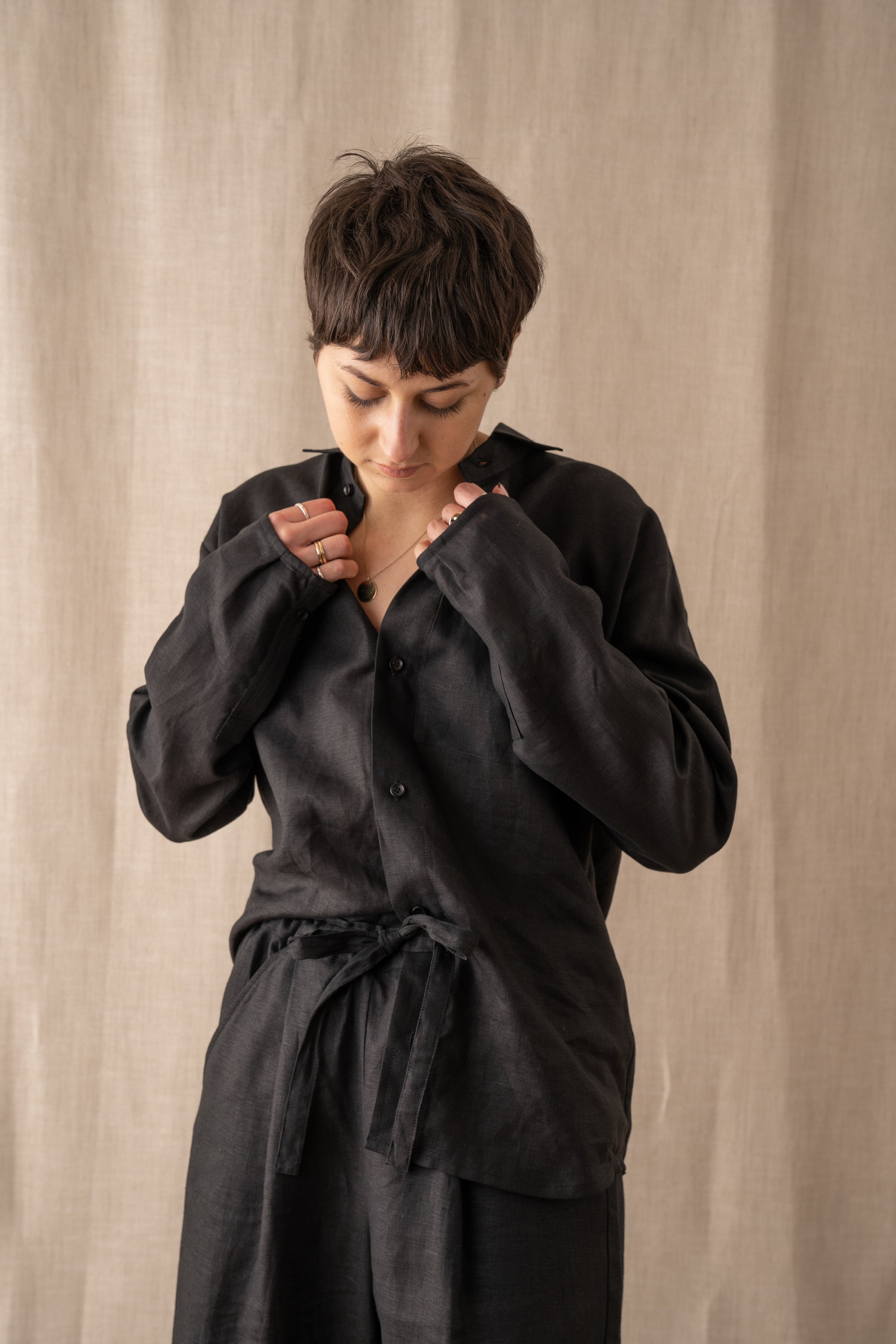 Loual Irish Linen Shirt Black