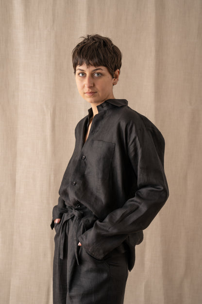 Loual Irish Linen Shirt Black