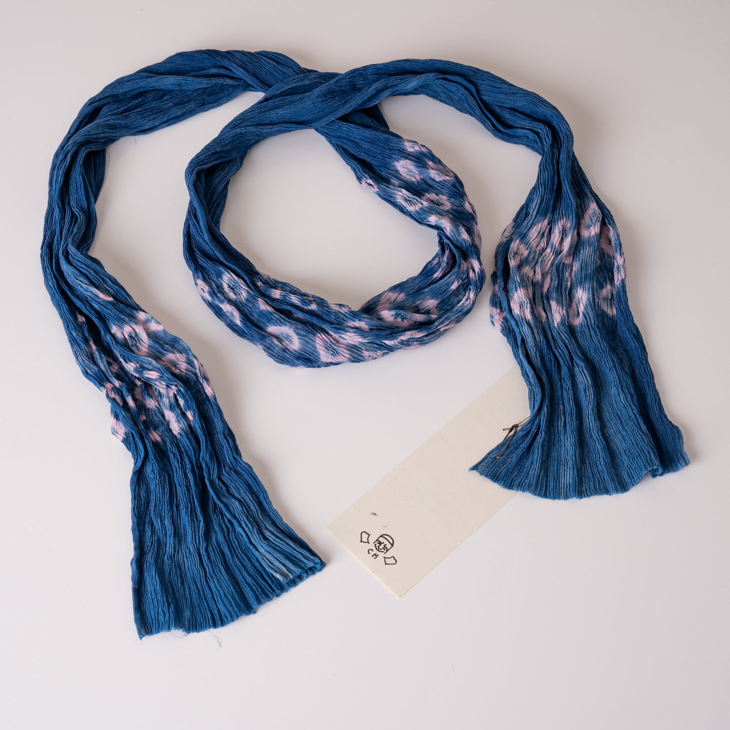 Centre Half Indigo Dye Crinkle Scarf
