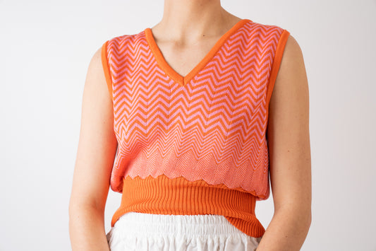 Mussi Knitted Silk Chevron Vest