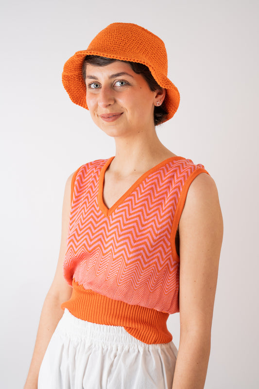 Mussi Knitted Silk Chevron Vest