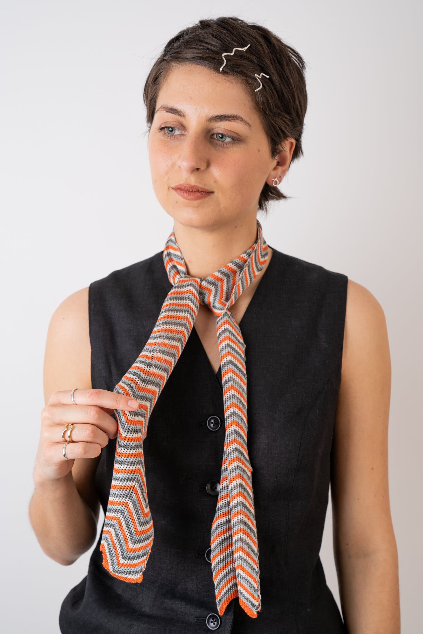 Mussi Knitted Silk Chevron Necktie Large