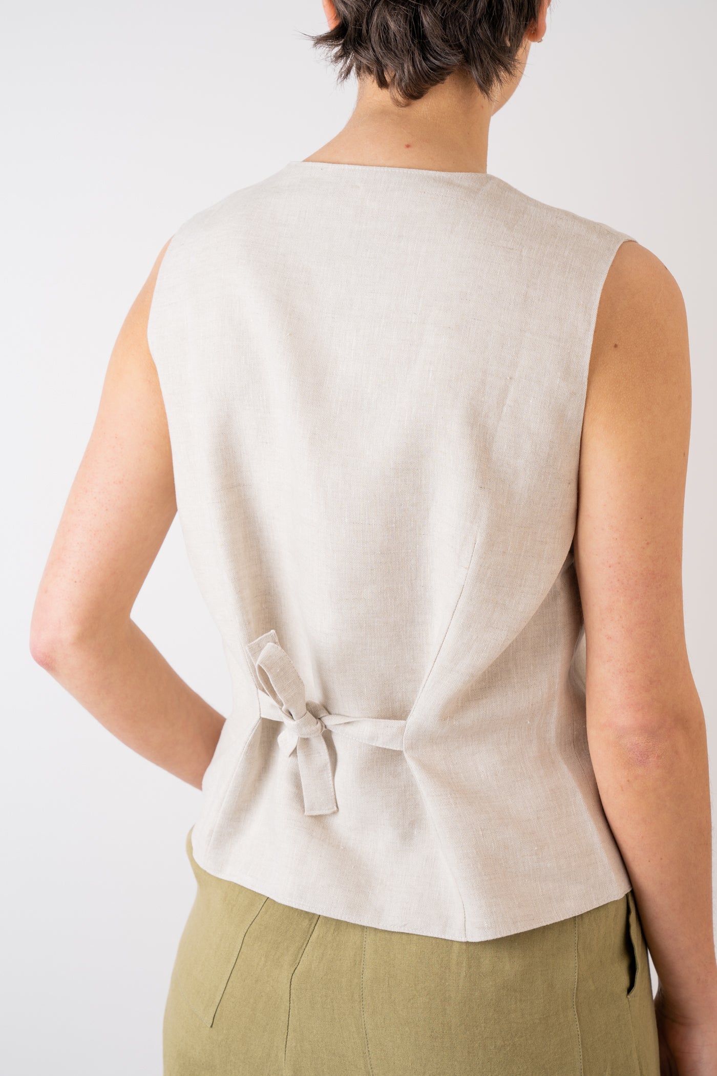 Xi Atelier Linen Avery Waistcoat in natural handmade in Glasgow