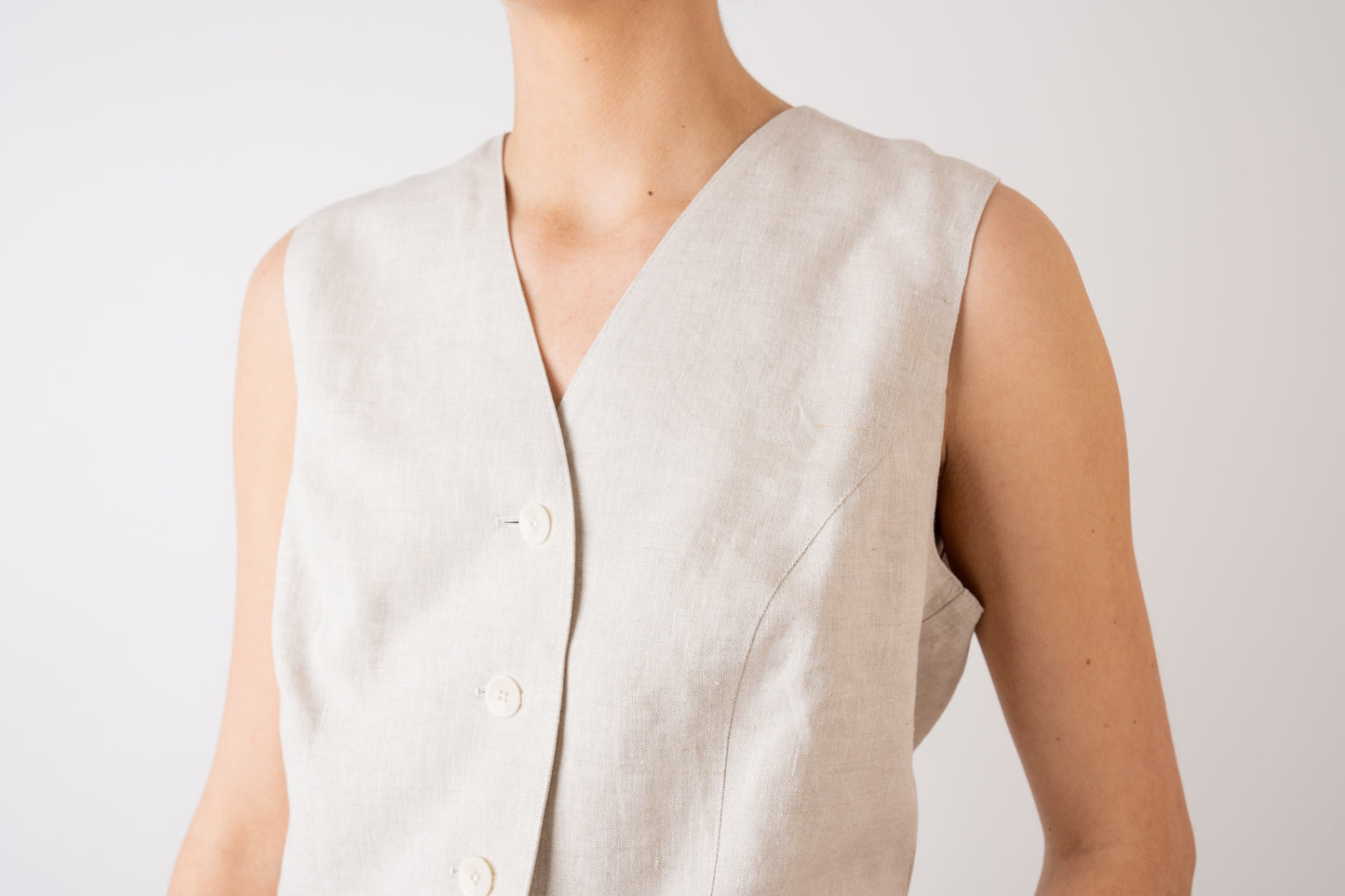 Xi Atelier Linen Avery Waistcoat in natural handmade in Glasgow 