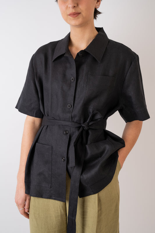 Xi Atelier Linen Cleo Shirt in black