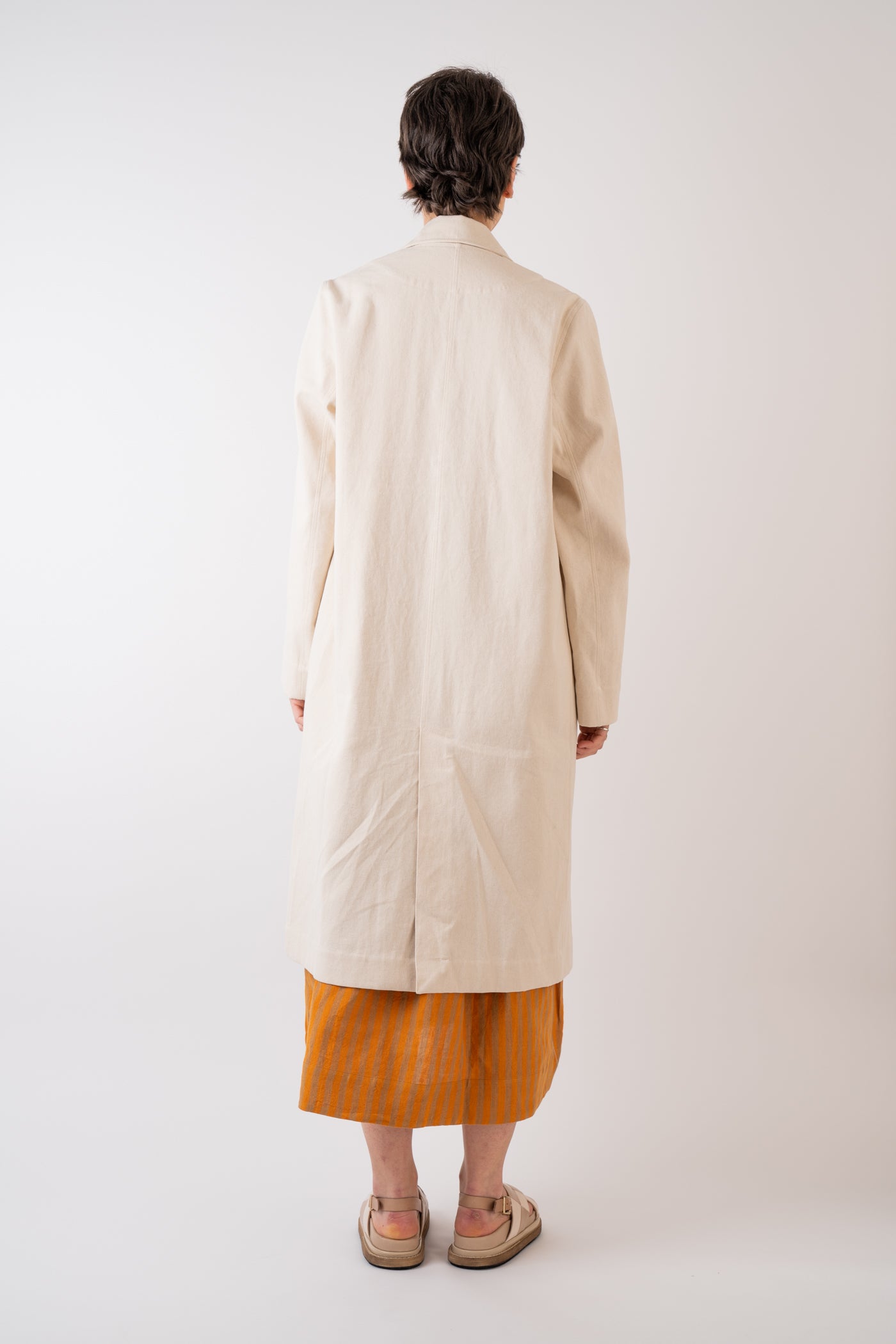 Xi Atelier Organic Cotton Drill Yves Coat in Ecru handmade in Glasglow