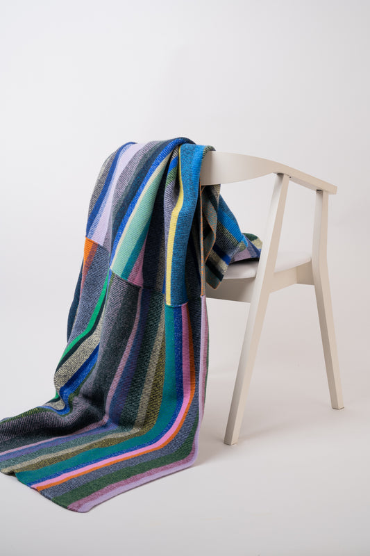 AWL Studio Joseph Multicolour Blanket Knitted in the UK from Deadstock Reycled Wool