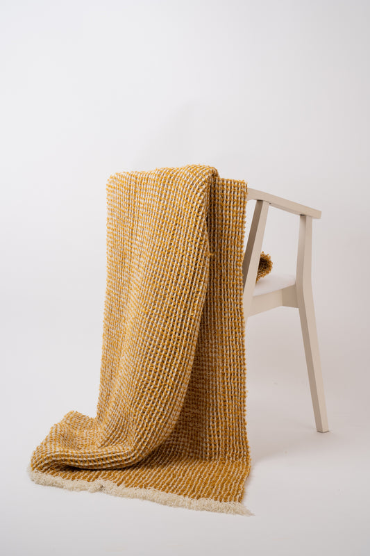 Shiv Textiles Grainne Blanket with Honeycomb Texture made from Deadstock Yarns