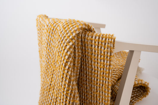 Shiv Textiles Grainne Blanket with Honeycomb Texture made from Deadstock Yarns